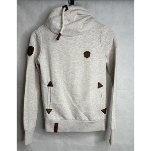 Naketano Hoodie Womens XS Beige Heather Brave New World Logo Comfort Knit